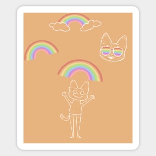 Rainbow cat pattern Sticker